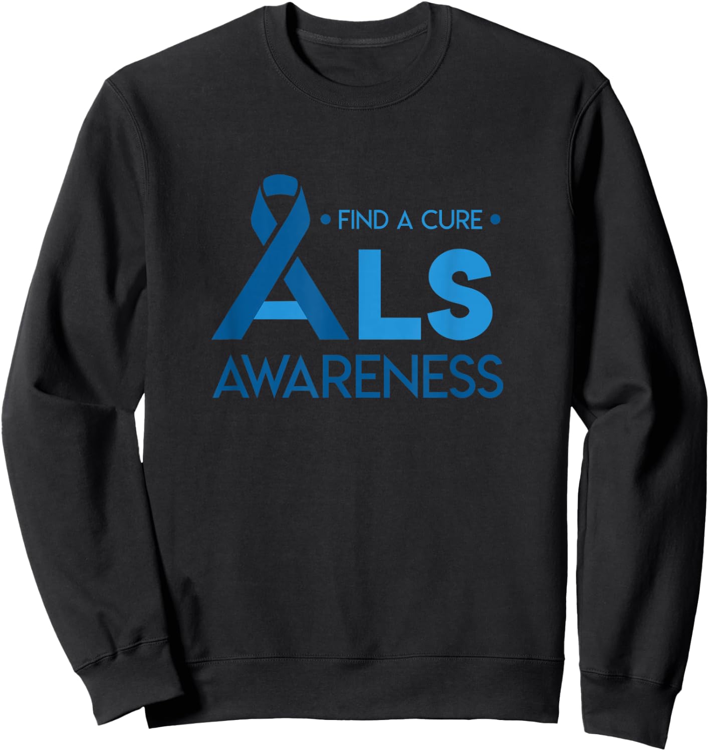 for ALS Awareness in May Blue Ribbon Shirt Sweatshirt - Sweatshirt | Black