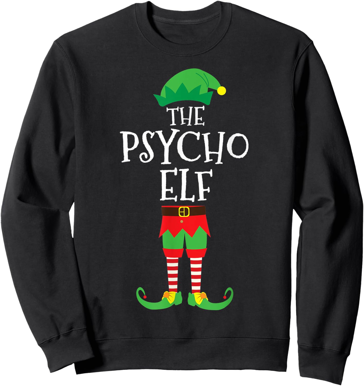 Psycho Elf Matching Family Christmas Party Pajama Sweatshirt - Sweatshirt | Black