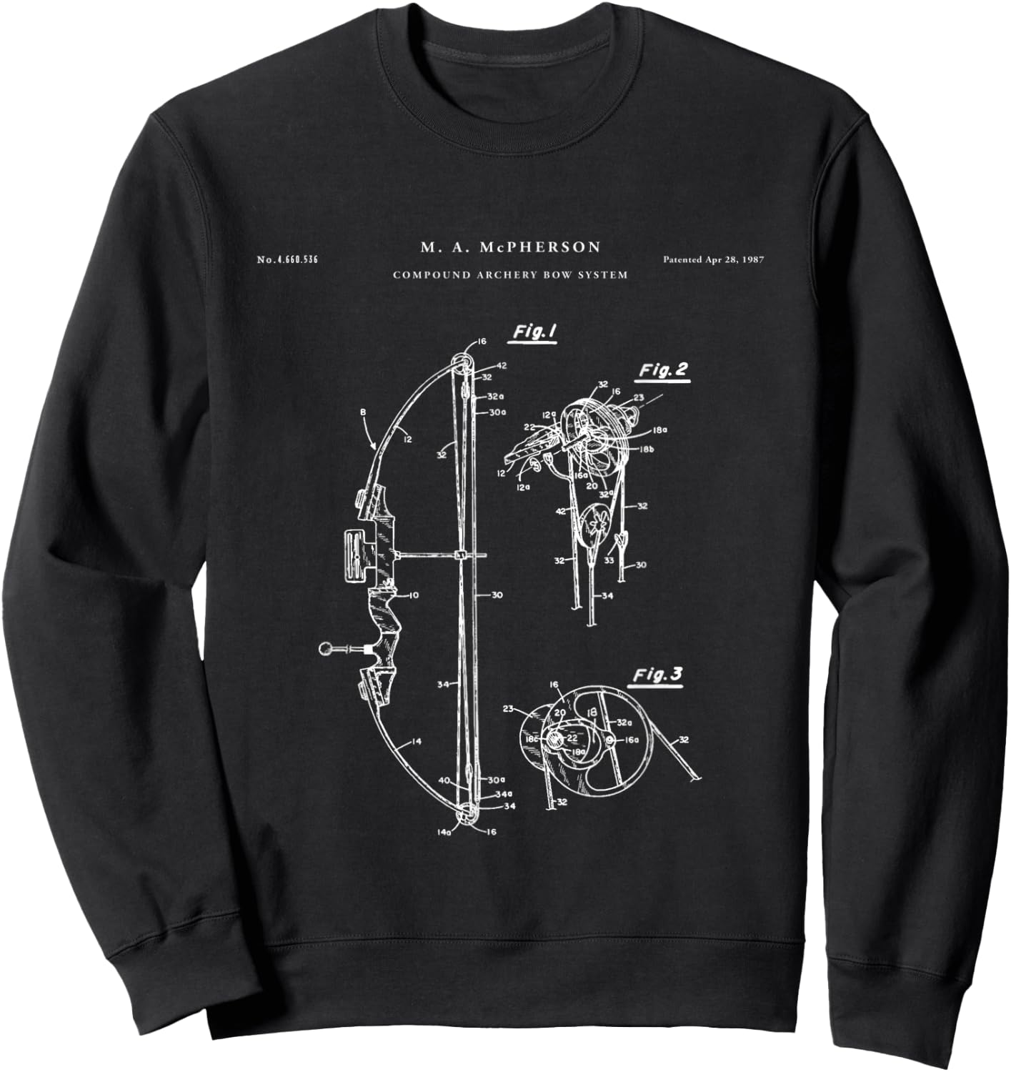 Compound Bow Patent - Archery Sweatshirt - Sweatshirt | Black