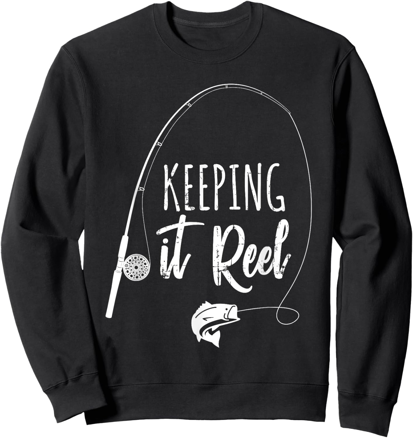 Fun Outdoor Camping Wildlife Hunting Gear Supplies Fishing Pole Keeping it Reel Joke Gift Sweatshirt - Sweatshirt | Black