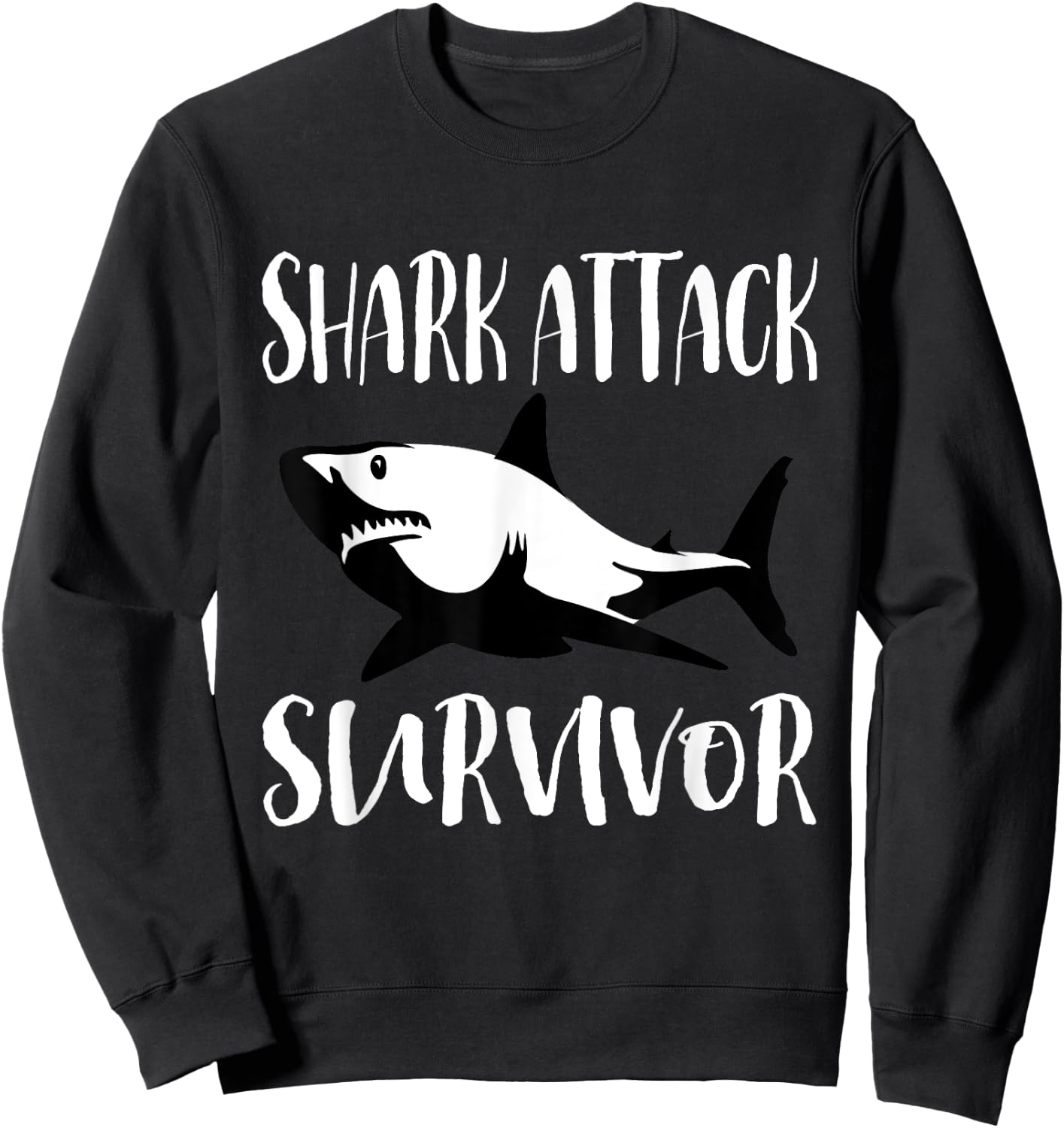 Funny Ocean Shark Attack Survivor design Sweatshirt - Sweatshirt | Black