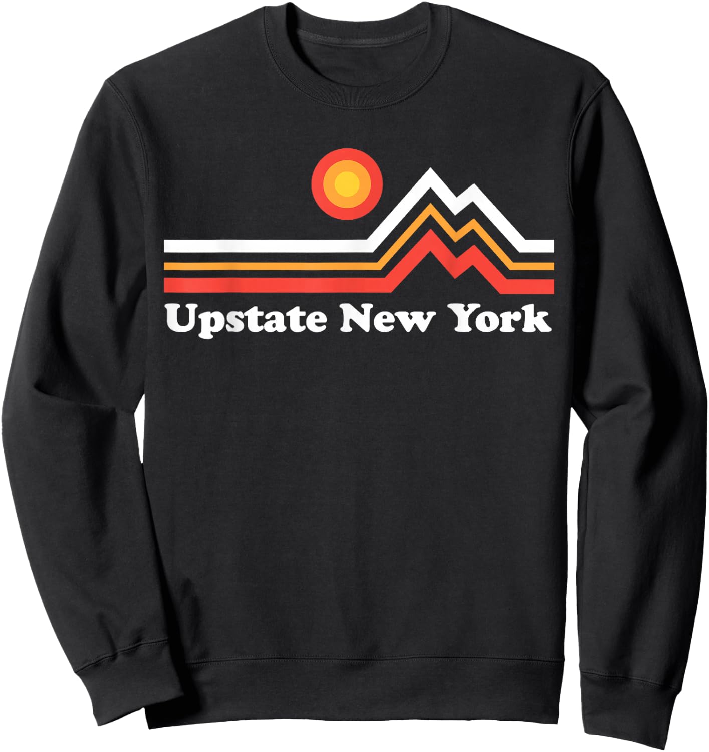 Upstate NY Upstate New York Mountains - Black, Small, -Adults, Short Sleeve, Classic Fit, Graphic Design, Cotton 65% Polyester 35% Sweatshirt - Sweatshirt | Black