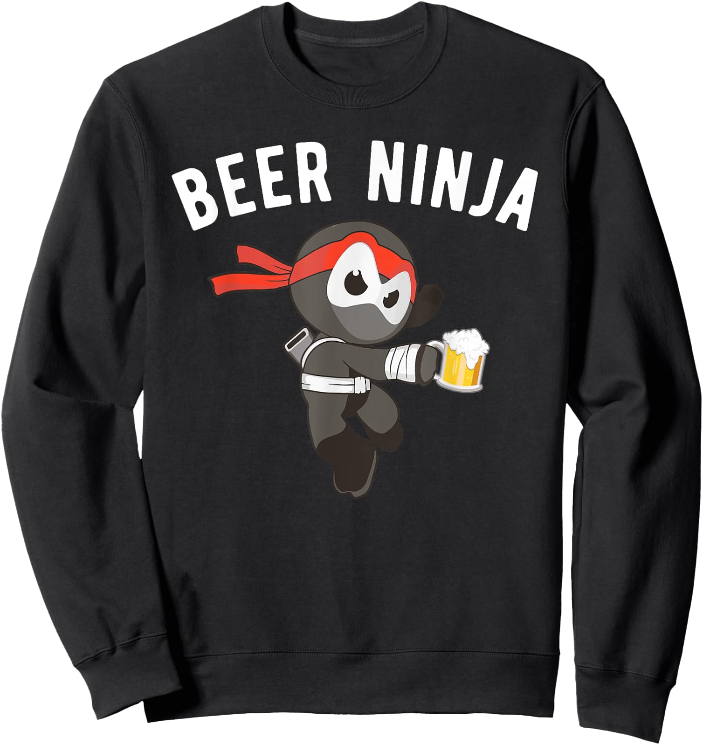 Beer Ninja Shirt, Fun Martial Arts Drinking Gift Sweatshirt - Sweatshirt | Black