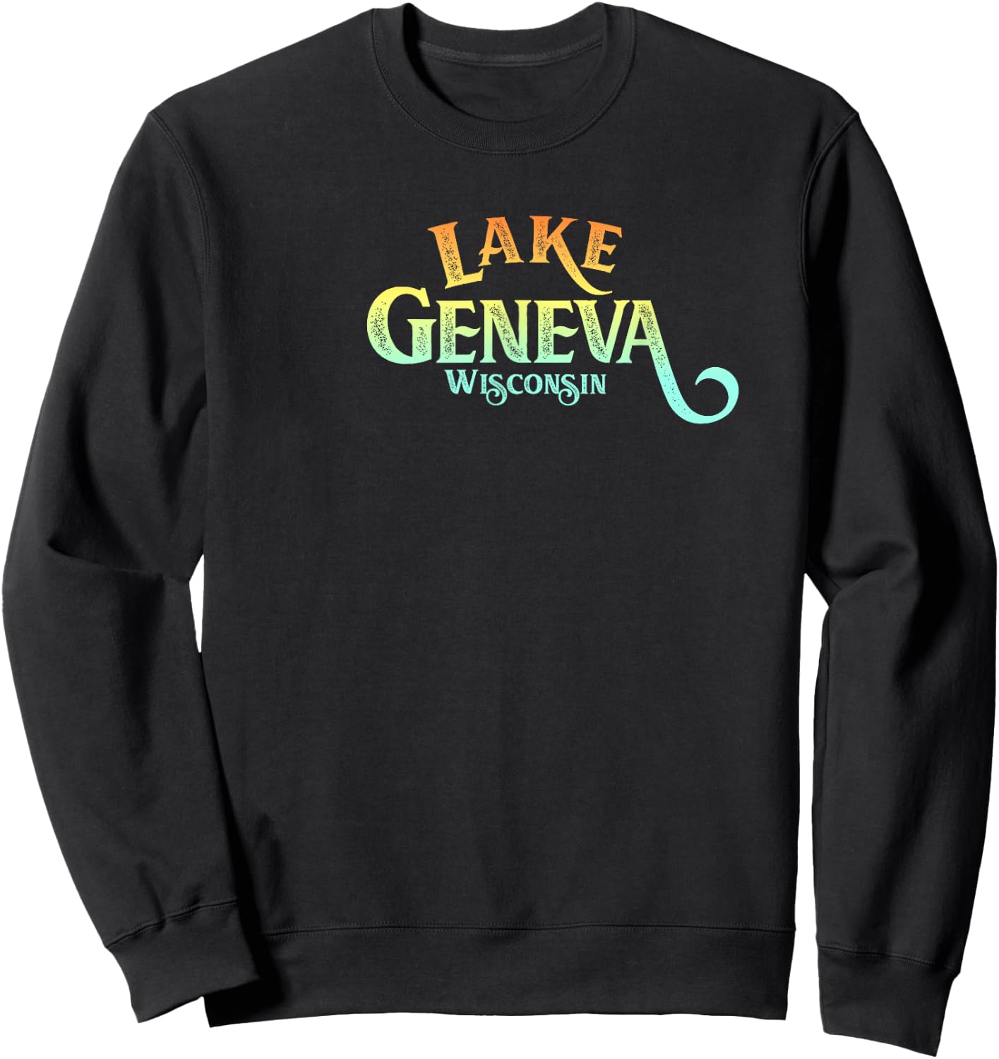 Lake Geneva, Wisconsin, retro, distressed tourism Sweatshirt - Sweatshirt | Black