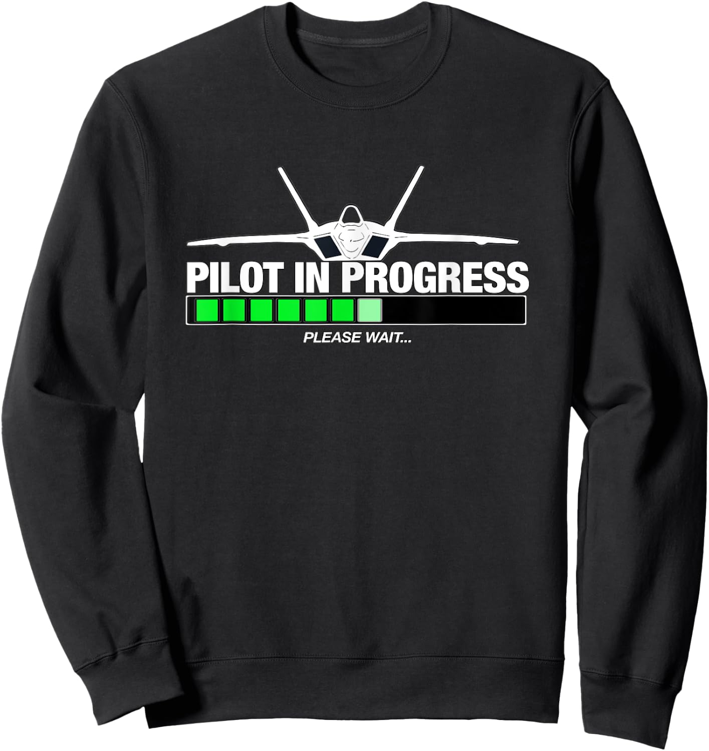 Pilot In Progress, Please Wait- F22 Raptor Airplane Aviation Sweatshirt - Sweatshirt | Black