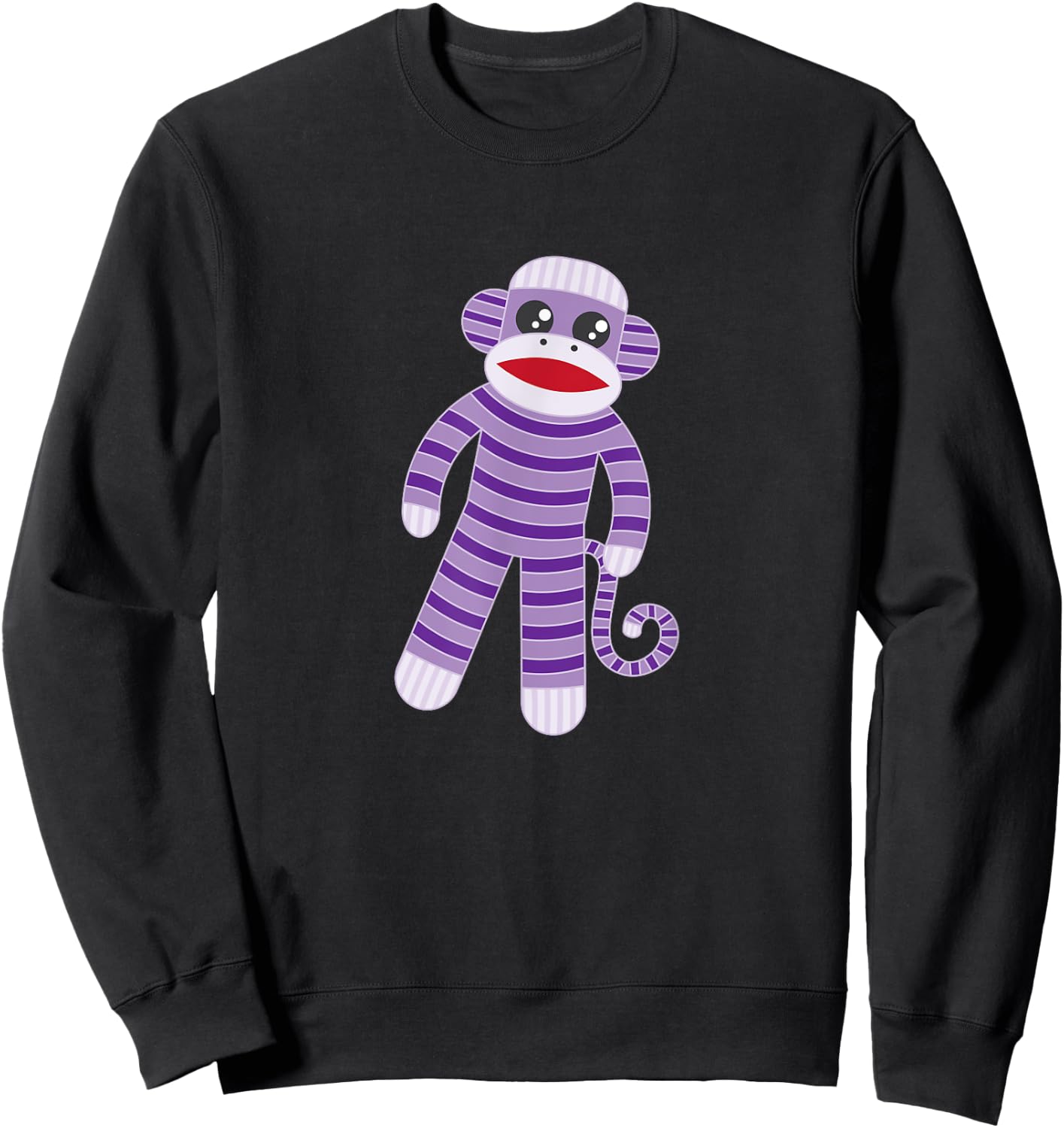Cute Purple Striped Sock Monkey Sweatshirt - Sweatshirt | Black
