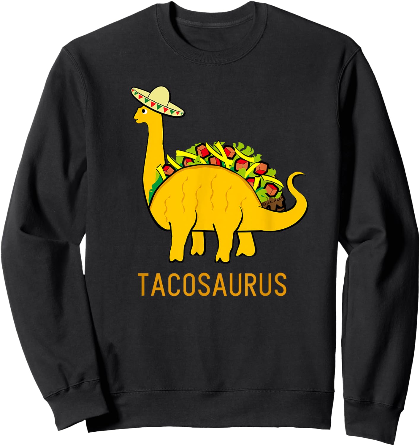 Tacosaurus Shirt Funny Taco Dinosaur Gift Sweatshirt - Sweatshirt | Black