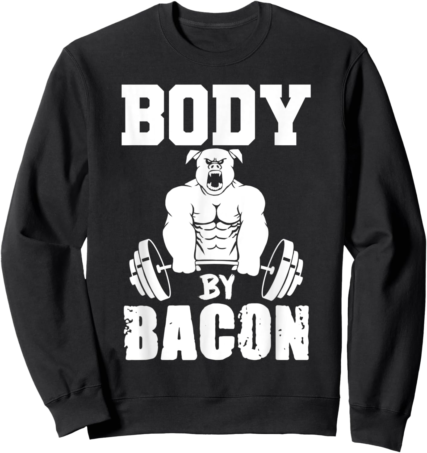 Funny Body By Bacon Gym Lifting Sweatshirt - Sweatshirt | Black
