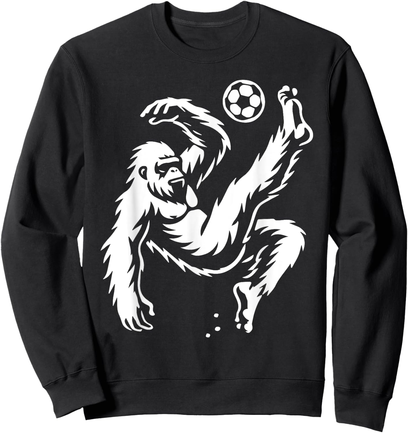 Funny Bigfoot Playing Soccer, Sasquatch Bicycle Kick Soccer Sweatshirt - Sweatshirt | Black