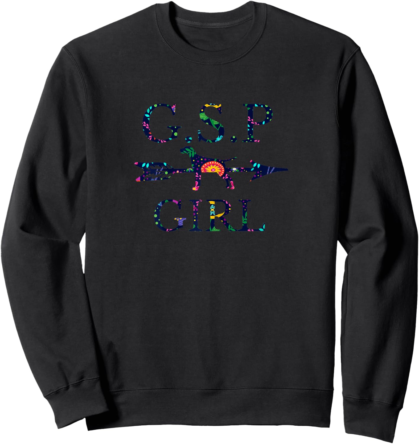 German Shorthair Pointer Mom Girl Silhouette Sweatshirt - Sweatshirt | Black