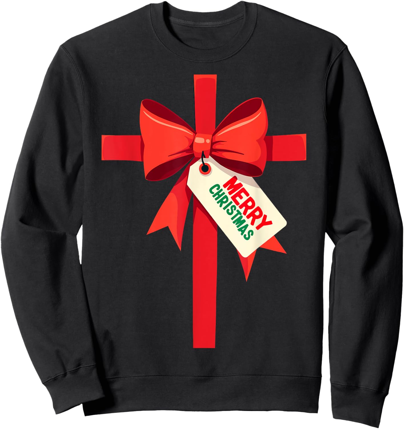 Funny Christmas Bow Xmas Present Costume Merry Christmas Sweatshirt - Sweatshirt | Black