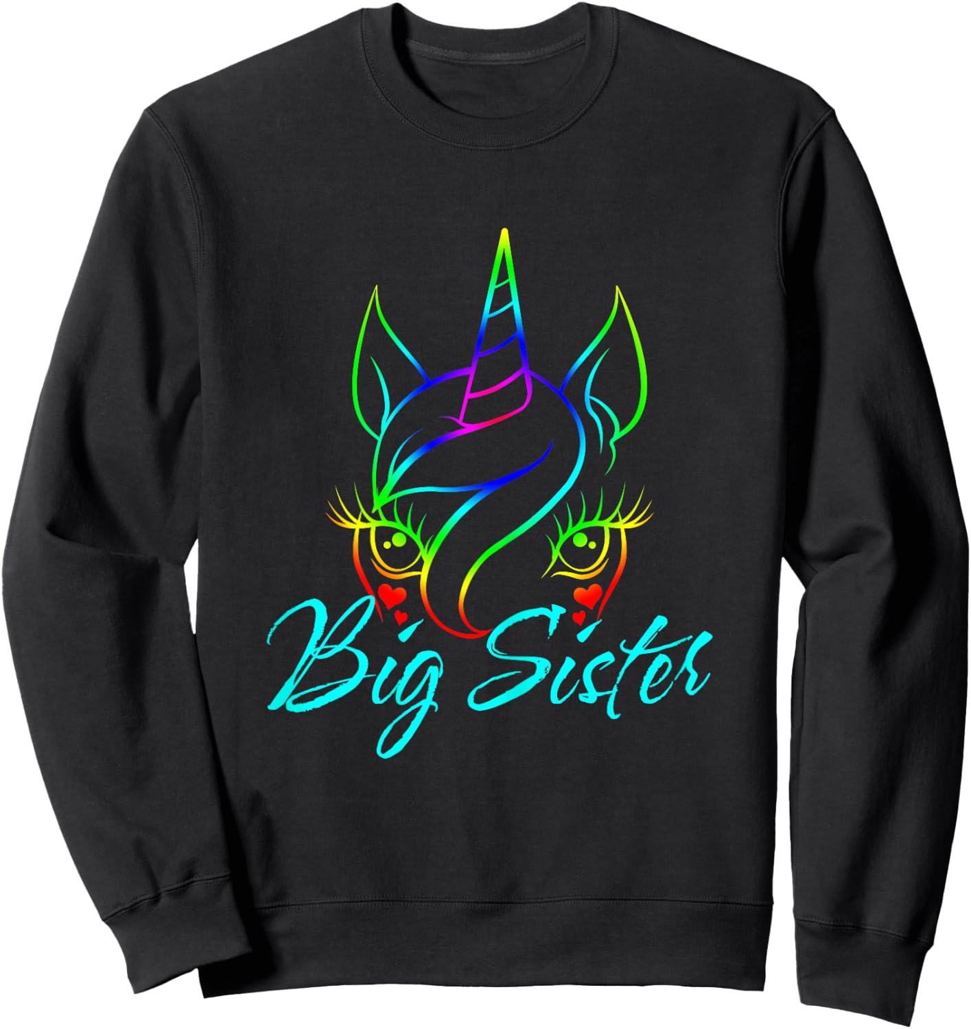 Magical Unicorn Big Sister Men Women Girls Teens Sweatshirt - Sweatshirt | Black