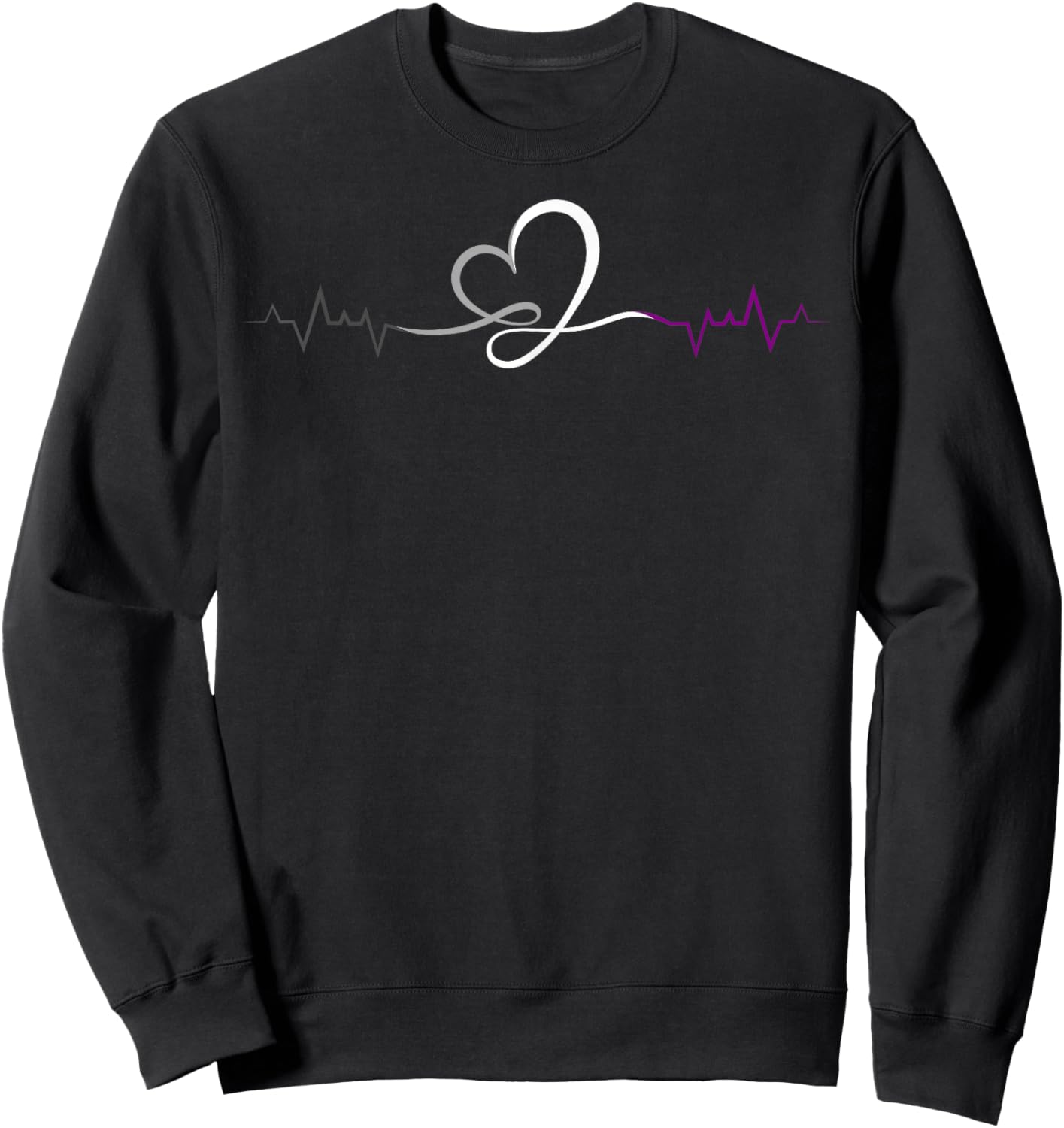 Ace Pride Elegant Heartbeat Line Asexual Colors Sweatshirt - Sweatshirt | Black