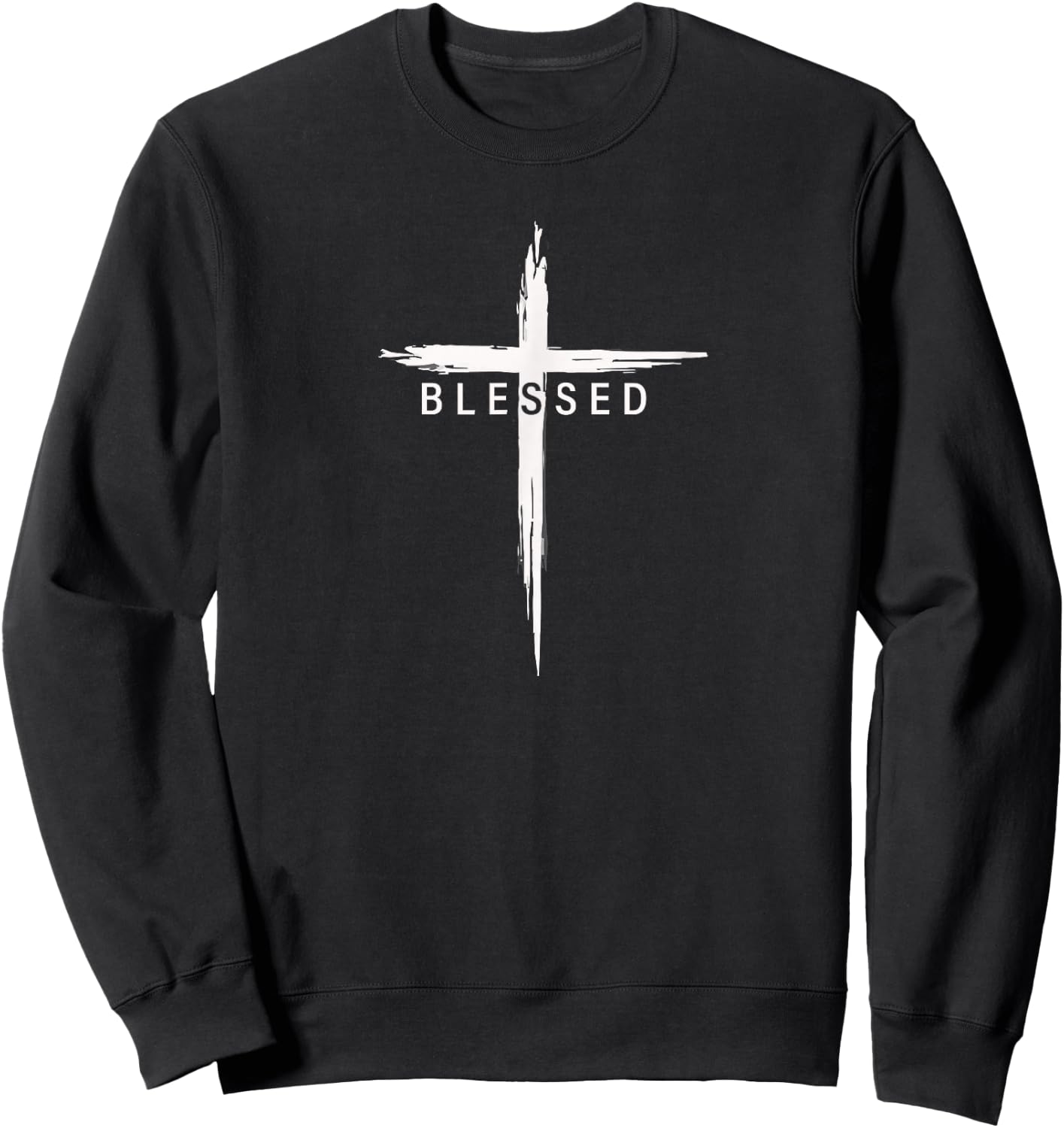 Graphic Christian Cross Jesus Christ Men Women Blessed Sweatshirt - Sweatshirt | Black