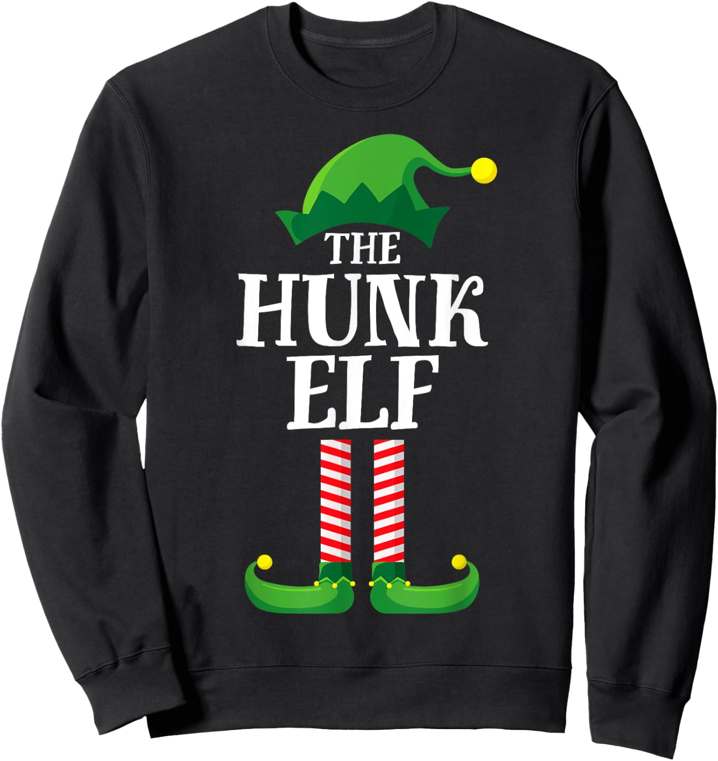 Hunk Elf Matching Family Group Christmas Party Pyjamas Sweatshirt - Sweatshirt | Black