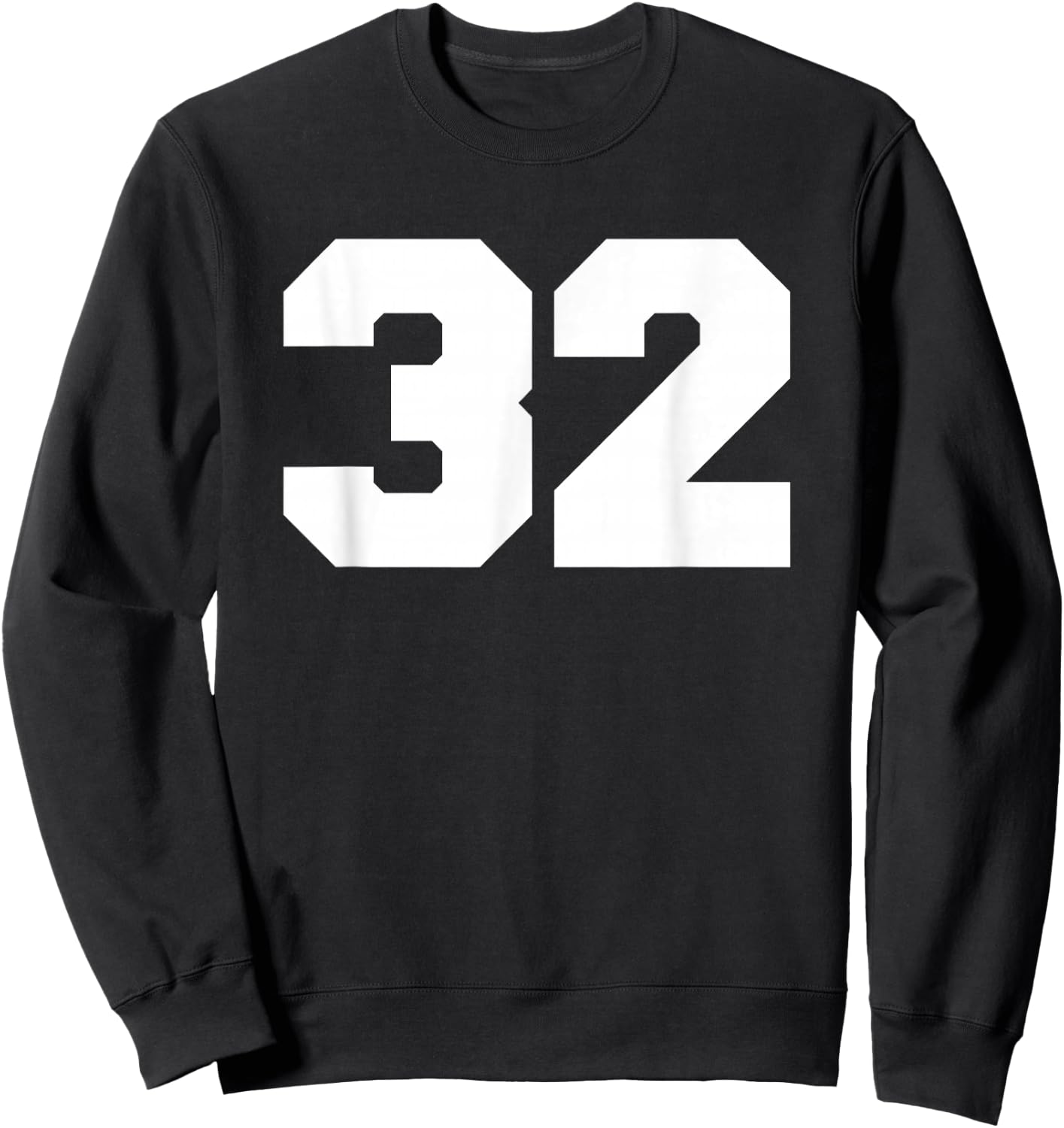 Number 32 Sports Jersey Player #32 Fan FRONT Print Varsity Sweatshirt - Sweatshirt | Black