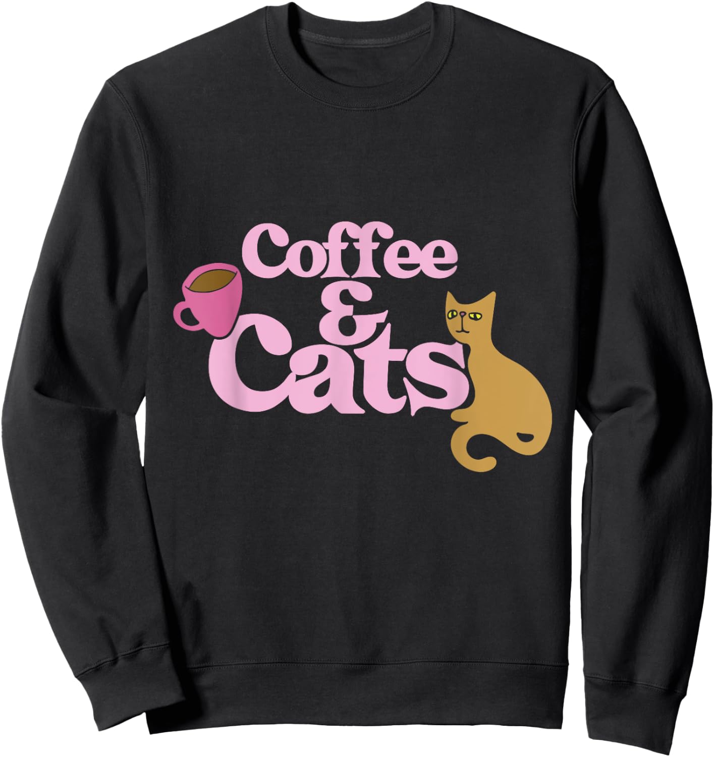 Coffee and Cats shirt cat lovers I love coffee Men Women Girls Kids Sweatshirt - Sweatshirt | Black