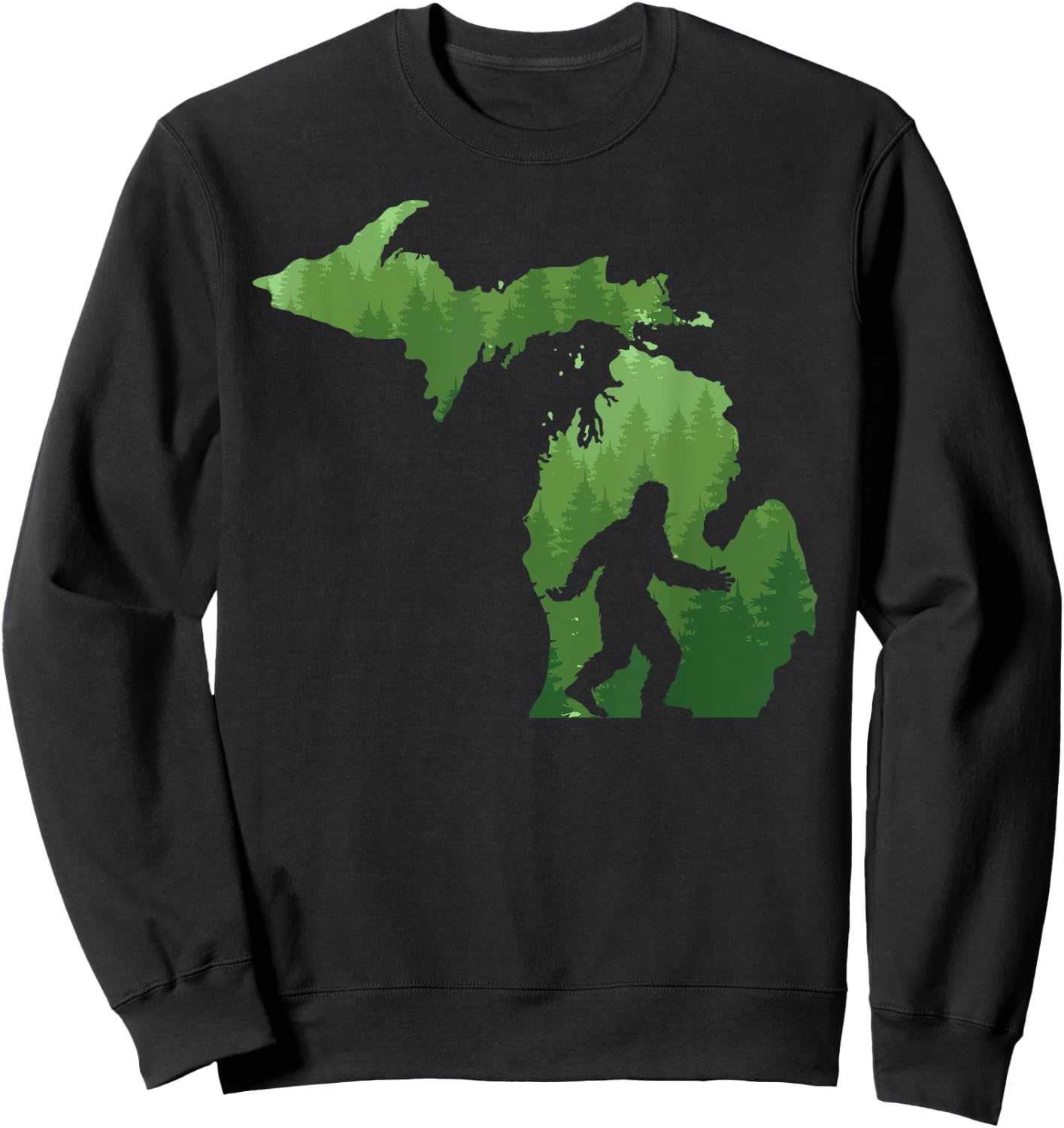 State of Michigan Map Bigfoot Shirt Funny Sasquatch Gift Sweatshirt - Sweatshirt | Black