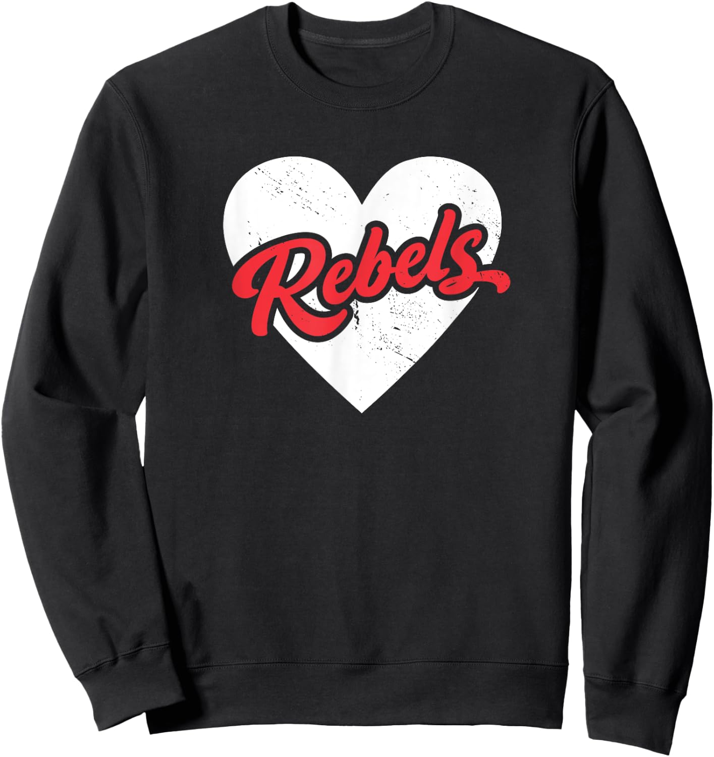 Vintage Rebels High School Go Rebels Pride Heart Sweatshirt - Sweatshirt | Black
