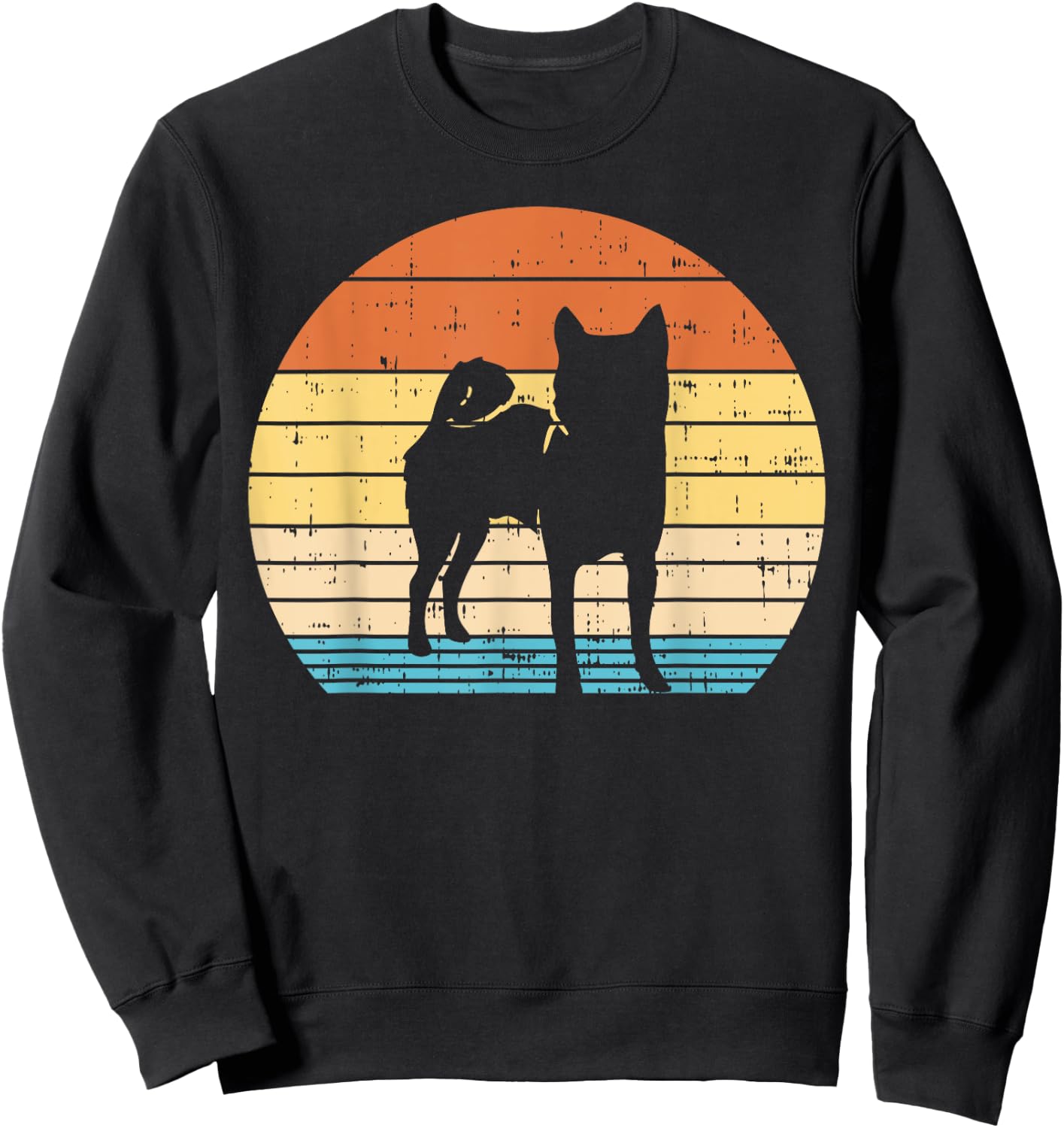 Retro Sunset Shiba Inu Silhouette Vintage Dog Owner Gift Men Women Girls Kids Sweatshirt - Sweatshirt | Black