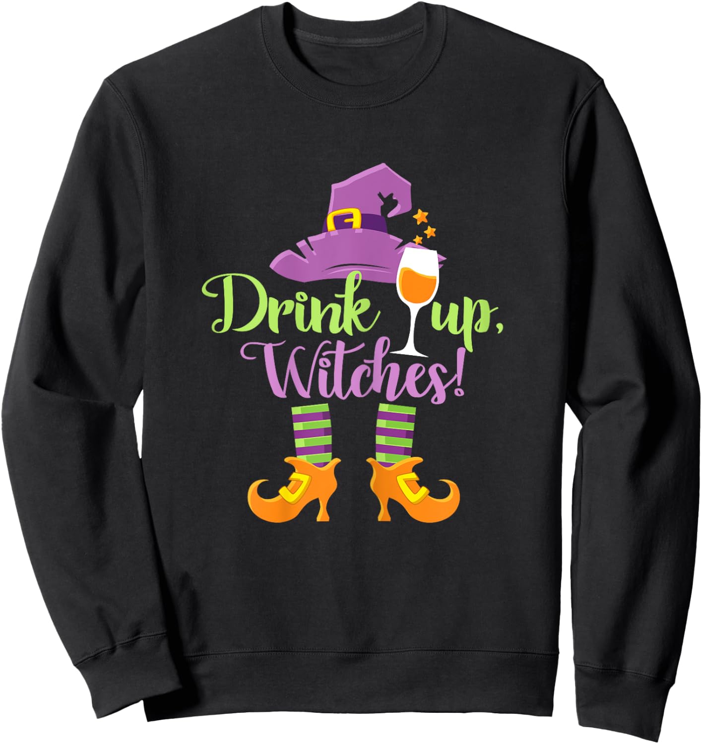 Halloween Funny Drink Up Witches Sweatshirt - Sweatshirt | Black