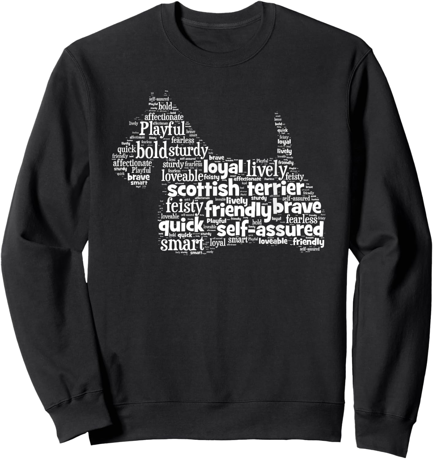 Scottish Terrier Scottie Dog Word Art Dog Lovers Women Girls Kids Sweatshirt - Sweatshirt | Black