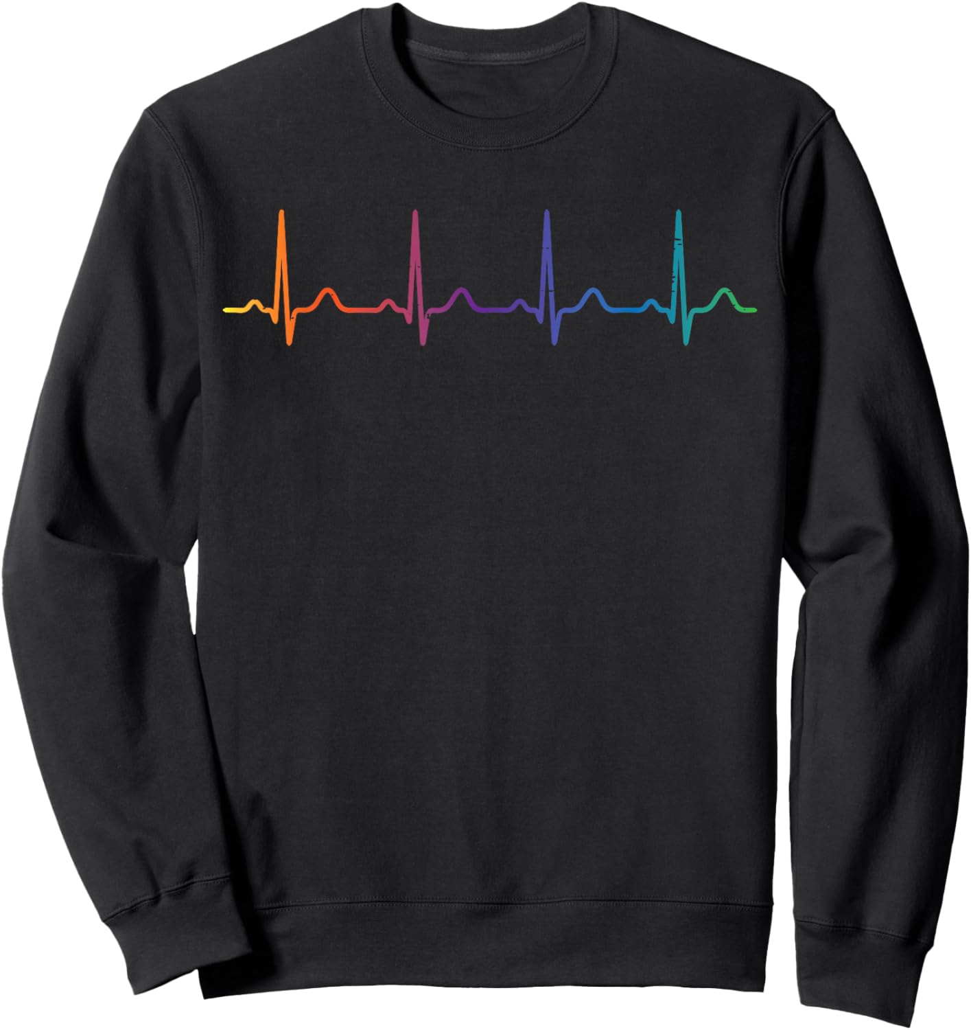 Gay Rainbow Heartbeat Cool LGBTQ Pride Flag Pulse Men Women Sweatshirt - Sweatshirt | Black