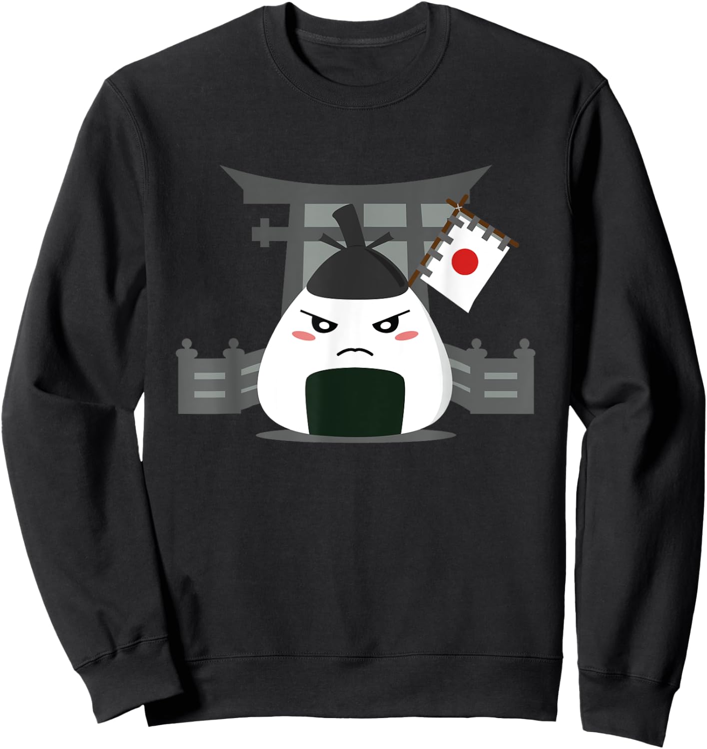 Angry Onigiri - Kawaii Japanese Food Sweatshirt - Sweatshirt | Black