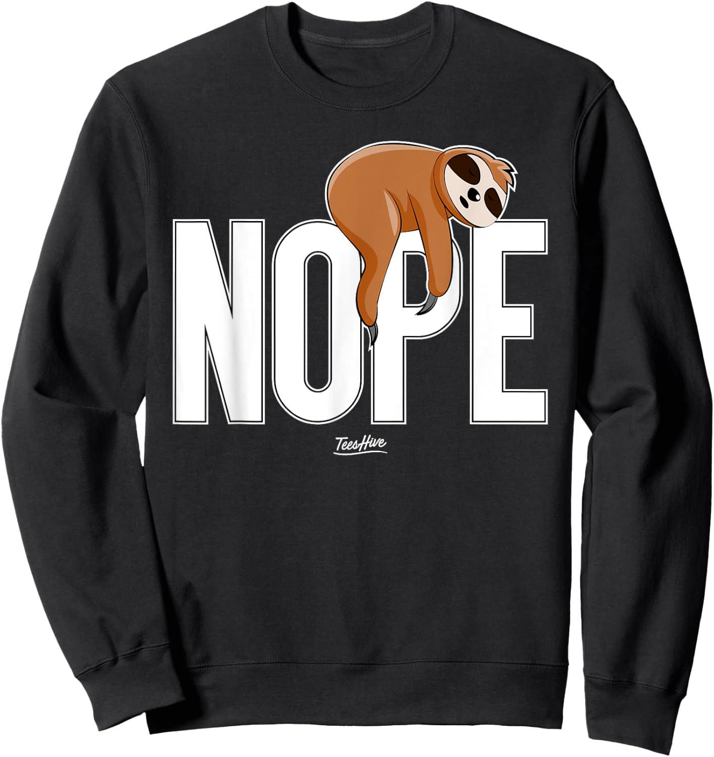 Men Nope Sloth Sweatshirt - Sweatshirt | Black