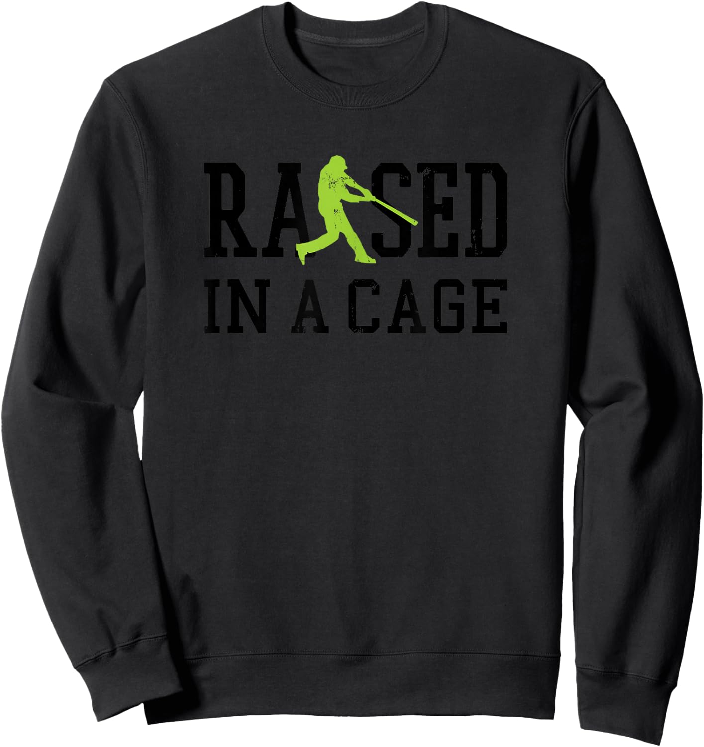 Raised In A Cage Baseball Kids Ball Athlete Ballpark Slugger Sweatshirt - Sweatshirt | Black