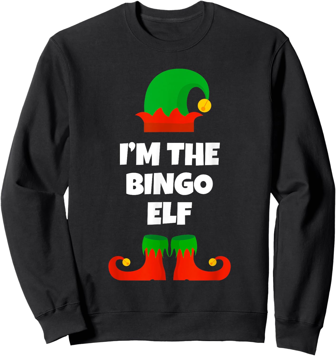 I'm The Bingo Elf Family Pajama Christmas Funny Sweatshirt - Sweatshirt | Black