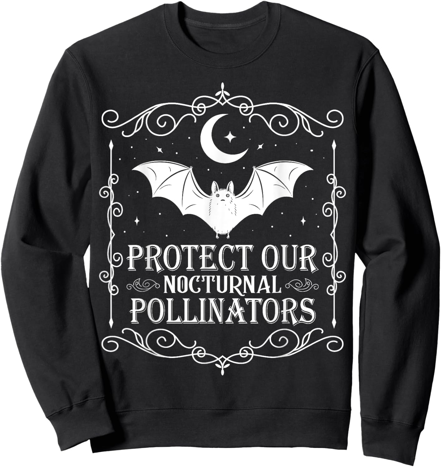 Protect Our Nocturnal Pollinators Bat Lover Halloween Sweatshirt - Sweatshirt | Black
