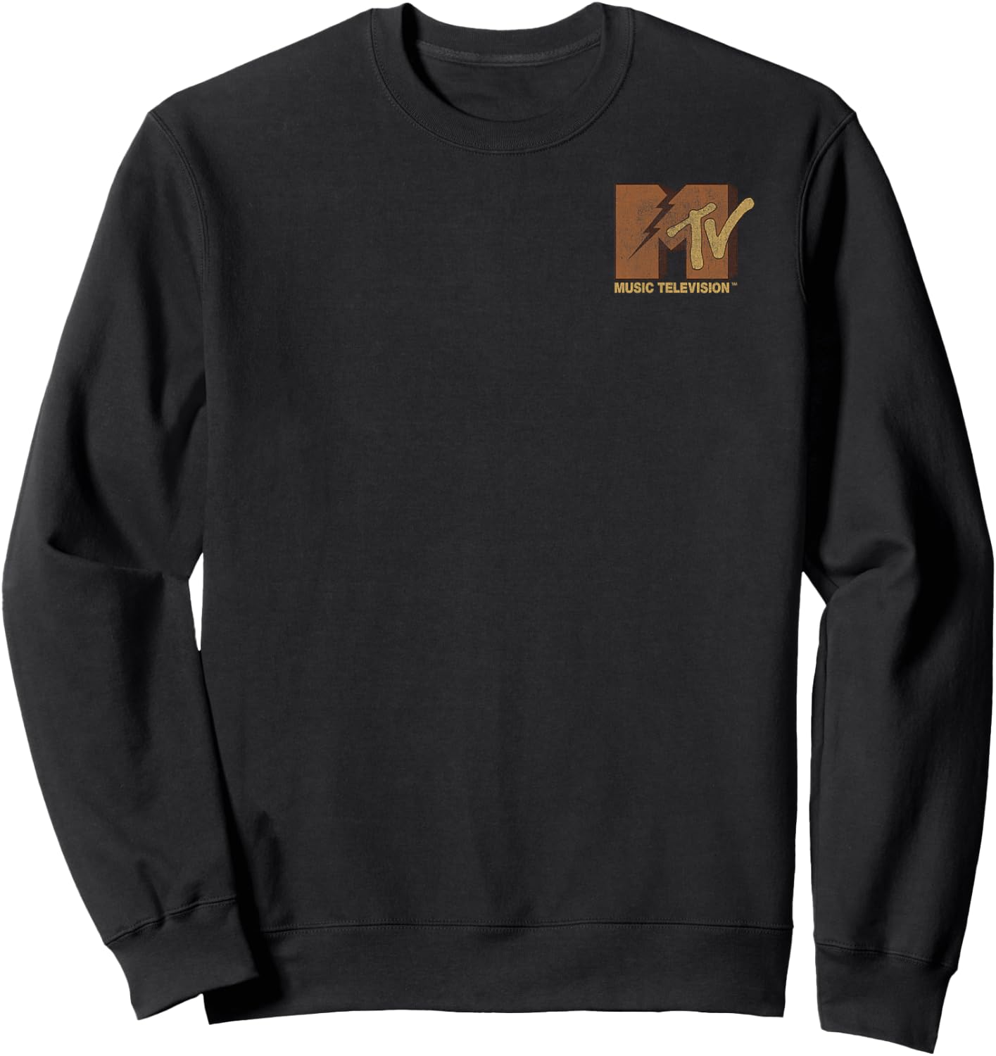 MTV Lightning Bolt Music Television Pocket Logo Sweatshirt - Sweatshirt | Black