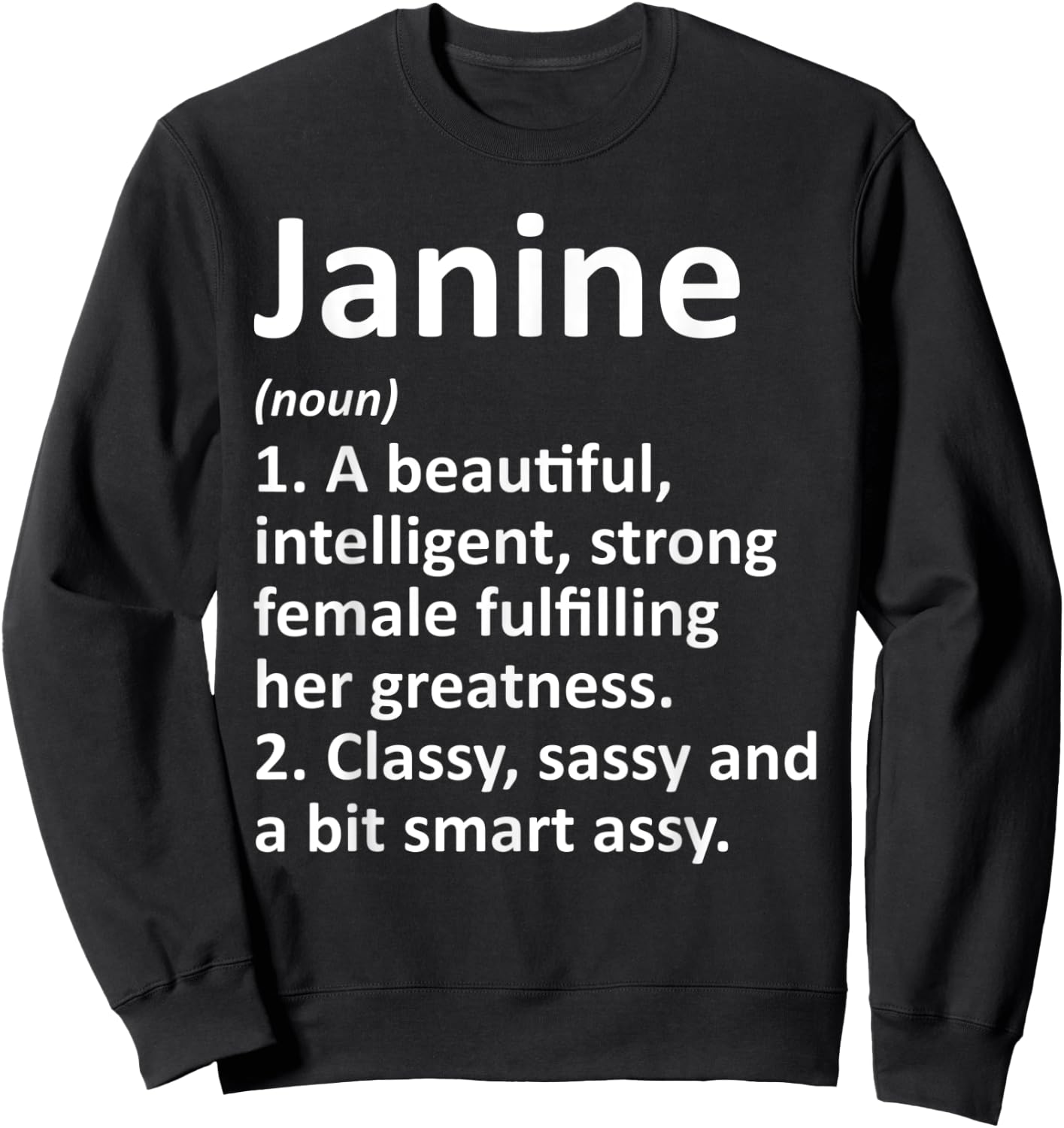 JANINE Definition Personalized Name Funny Christmas Gift Sweatshirt - Sweatshirt | Black