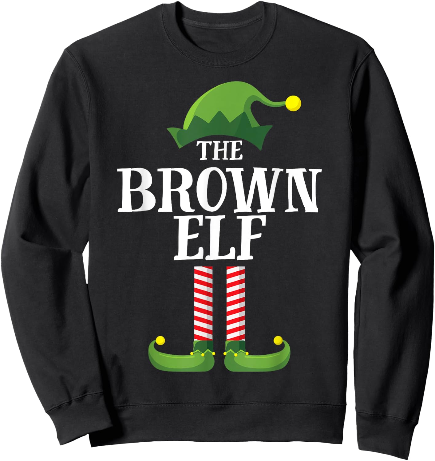 Brown Elf Matching Family Group Christmas Party Sweatshirt - Sweatshirt | Black