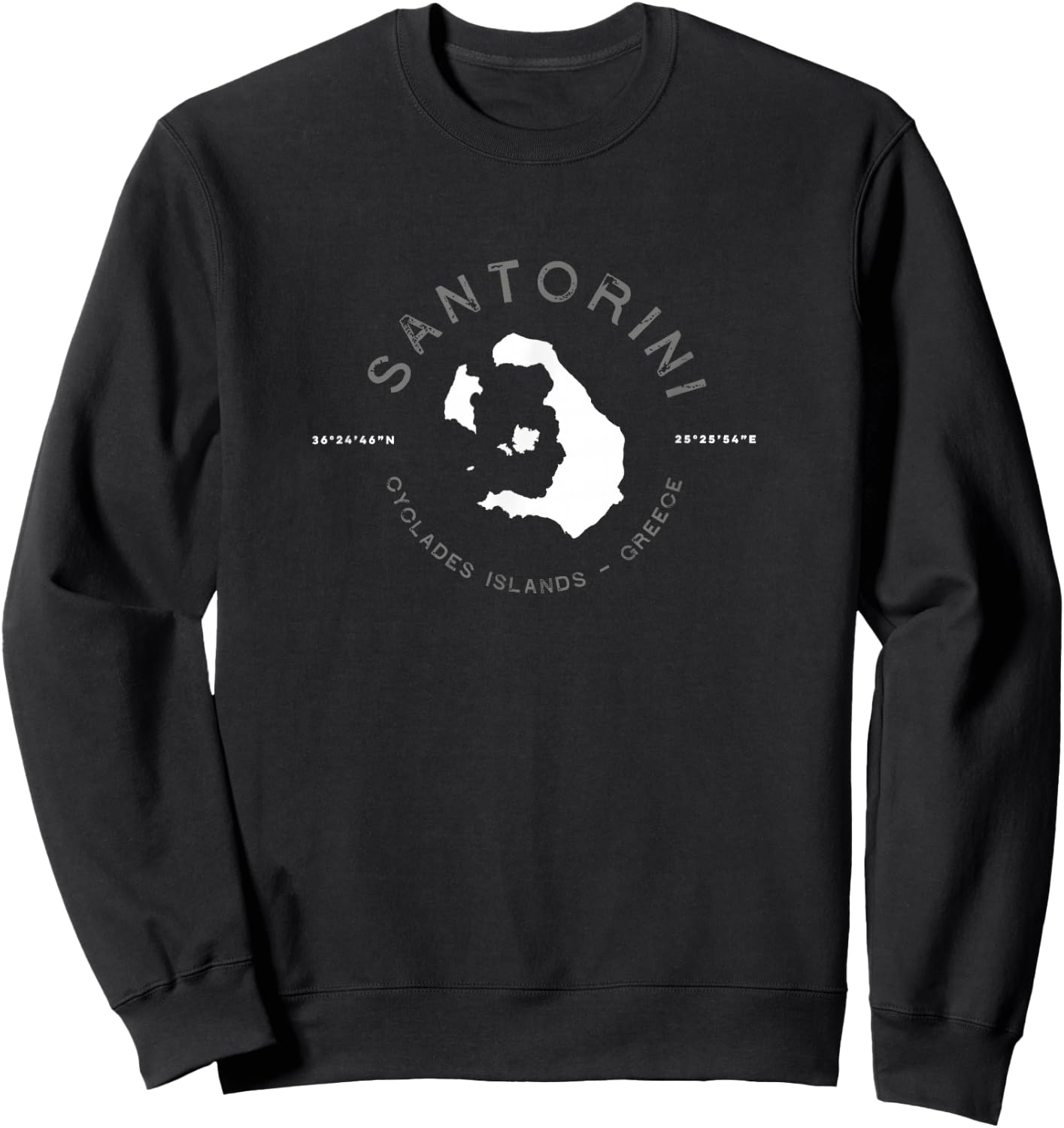 Santorini Greece Graphic Vintage Retro T Sweatshirt - Sweatshirt | Black