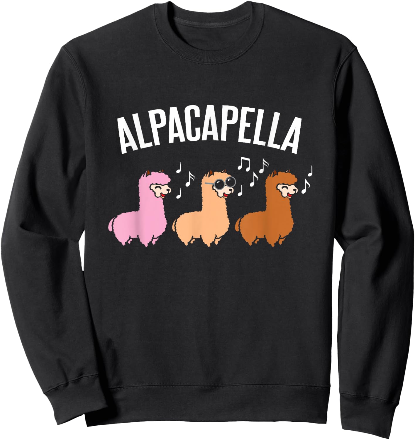 Alpacapella Cute woolly Acapella Alpaca Musician Sweatshirt - Sweatshirt | Black