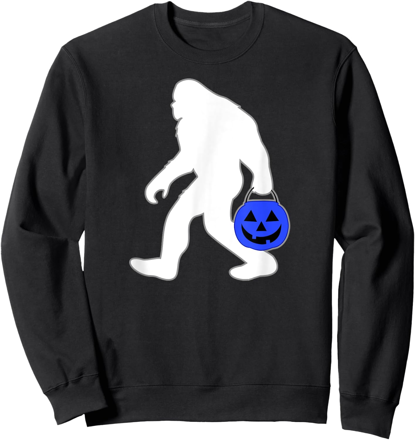 Halloween Autism Blue Pumpkin Bucket Trick or Treat Bigfoot Sweatshirt - Sweatshirt | Black