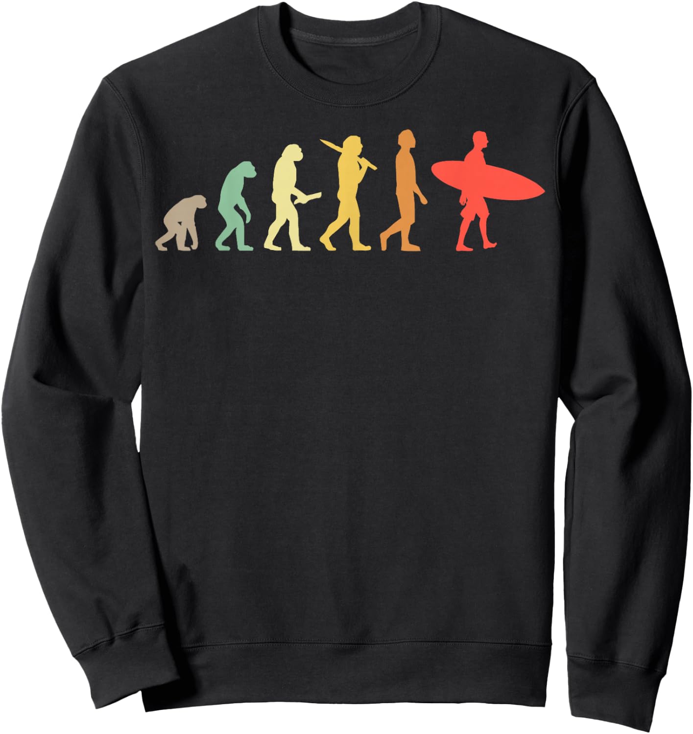 Retro Surfing Evolution Gift Surfers Small Sweatshirt - Sweatshirt | Black