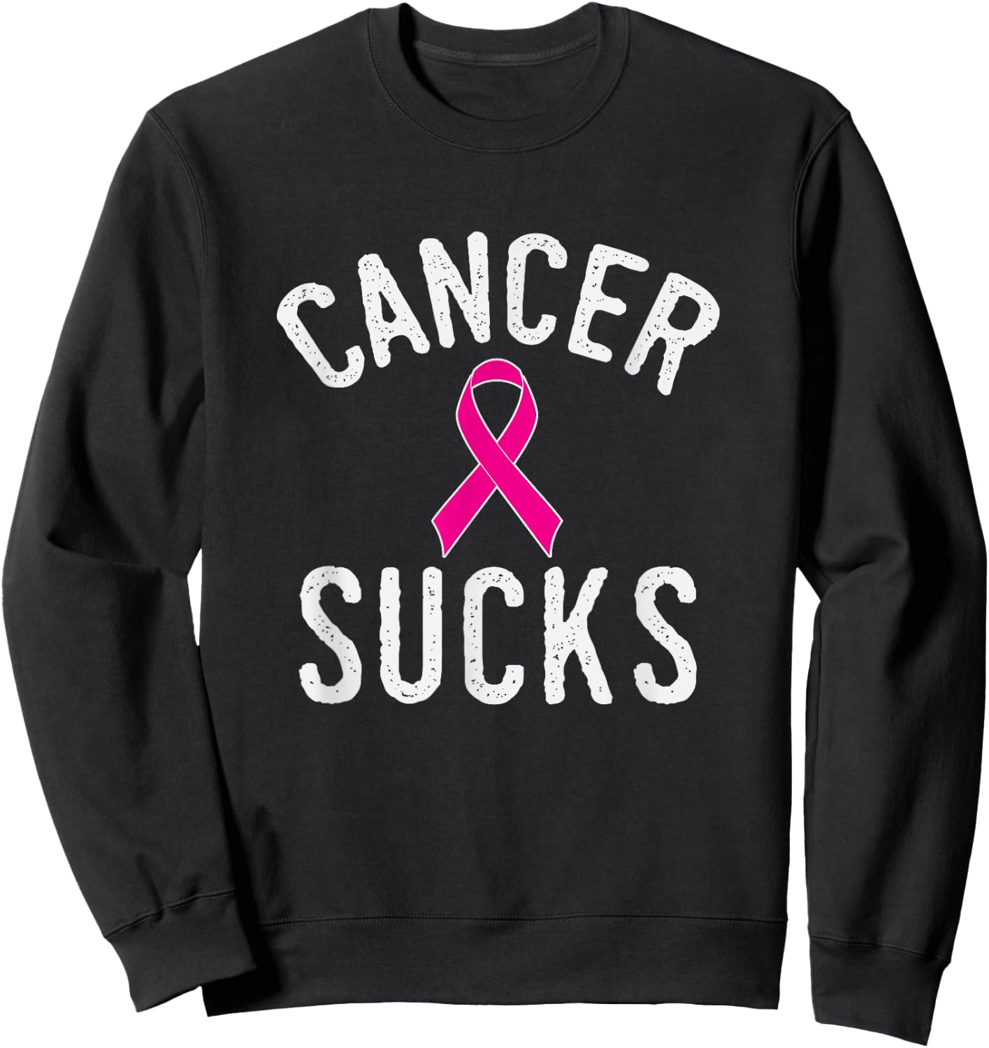 Pink Ribbon Breast Cancer Awareness Month Cancer Sucks Sweatshirt - Sweatshirt | Black