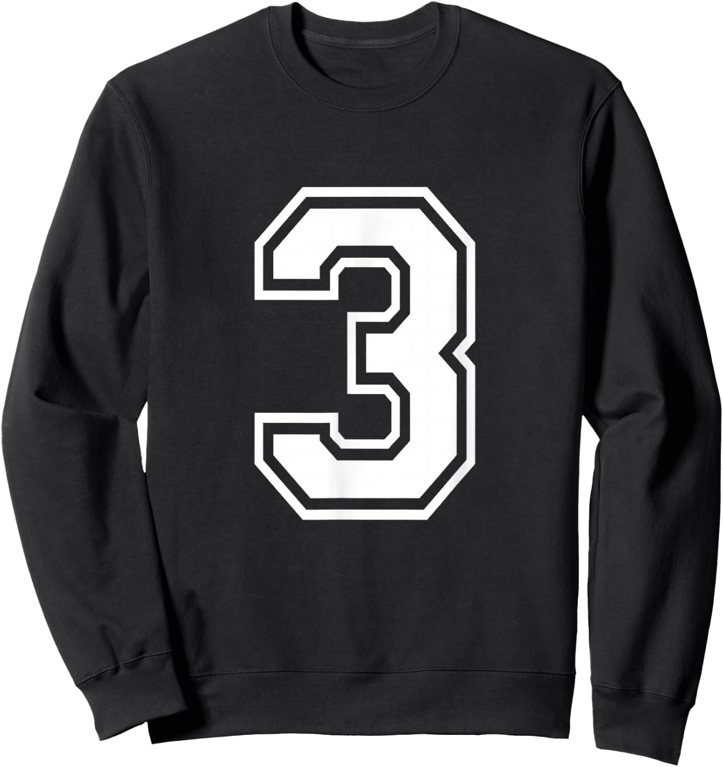 Number 3 Birthday Varsity Sports Team Jersey Sweatshirt - Sweatshirt | Black