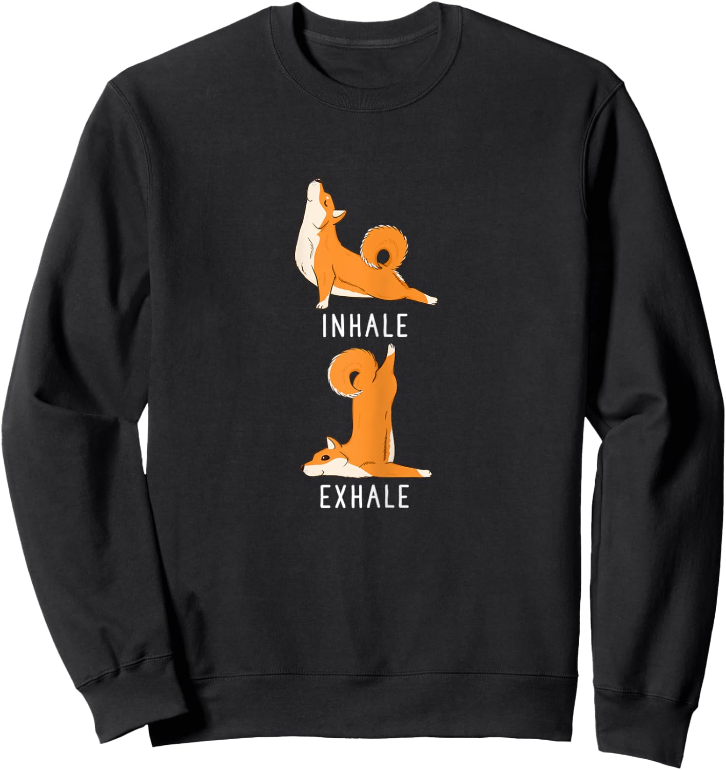Inhale Exhale Shiba Inu Yoga Dog Shirt Sweatshirt - Sweatshirt | Black
