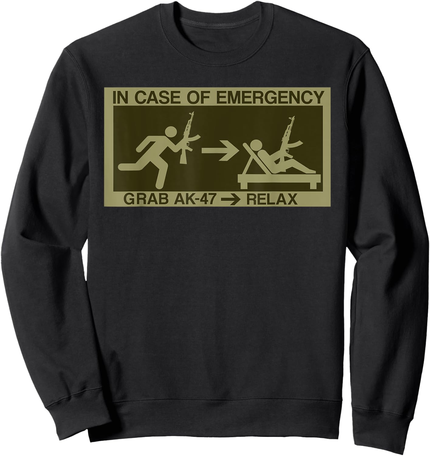 Emergency Prepper Funny Prepper Survivalist Gift - Emergency AK-47 Rifle Sweatshirt - Sweatshirt | Black