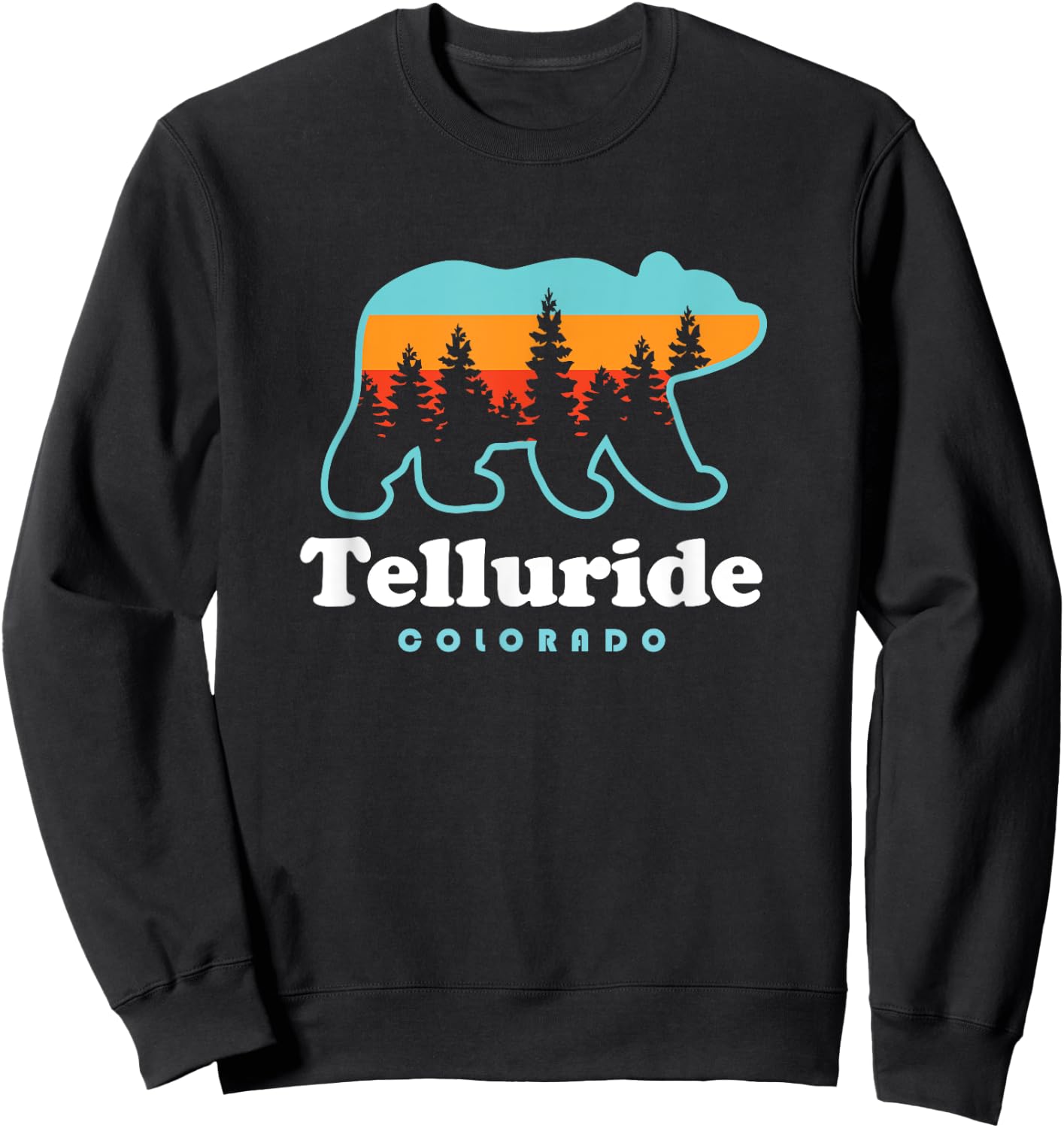 Telluride Colorado Mountains Telluride Mountain Bear Sweatshirt - Sweatshirt | Black