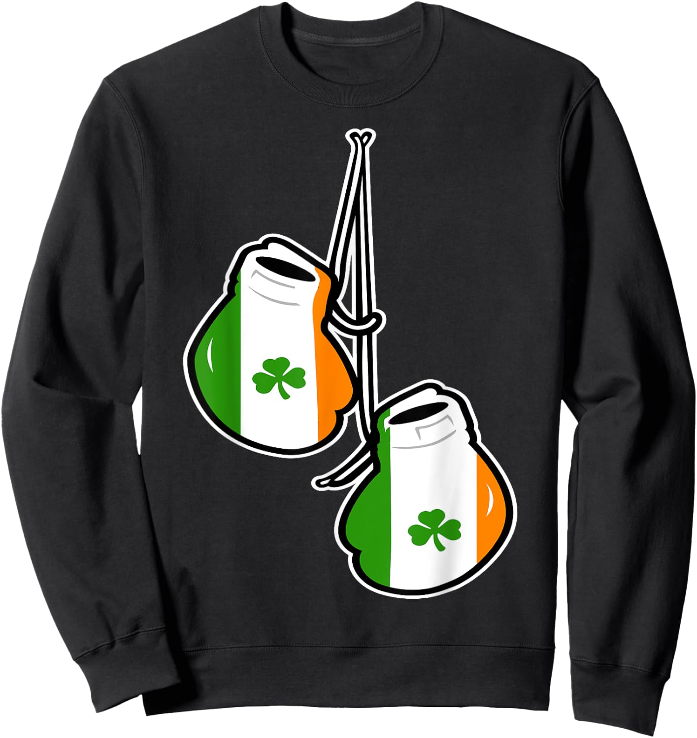 Ireland Flag Shamrock Irish boxing gloves Sweatshirt - Sweatshirt | Black