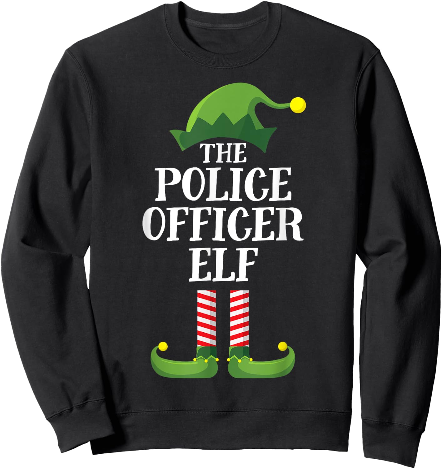 Police Officer Elf Matching Family Group Christmas Party PJ Sweatshirt - Sweatshirt | Black