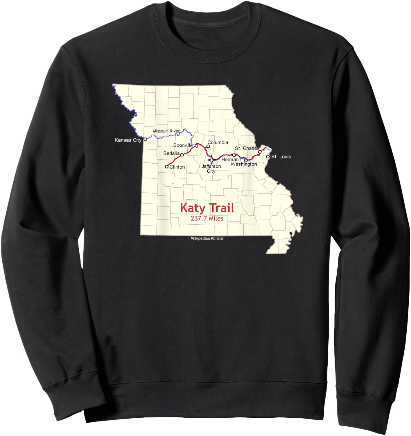 Katy Trail Route Map Sweatshirt - Sweatshirt | Black