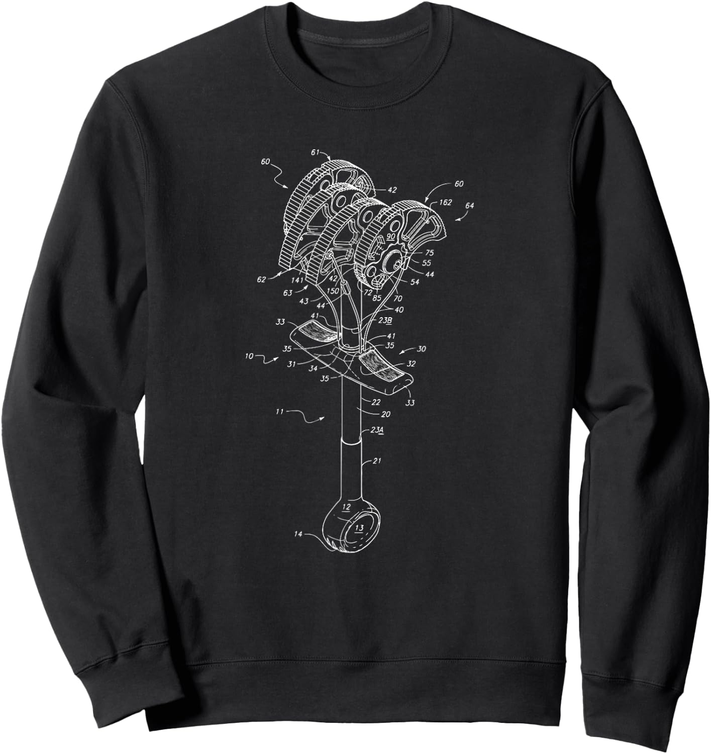 Rock Climbing Cam Anchor Patent Style Blueprint Shirt Sweatshirt - Sweatshirt | Black