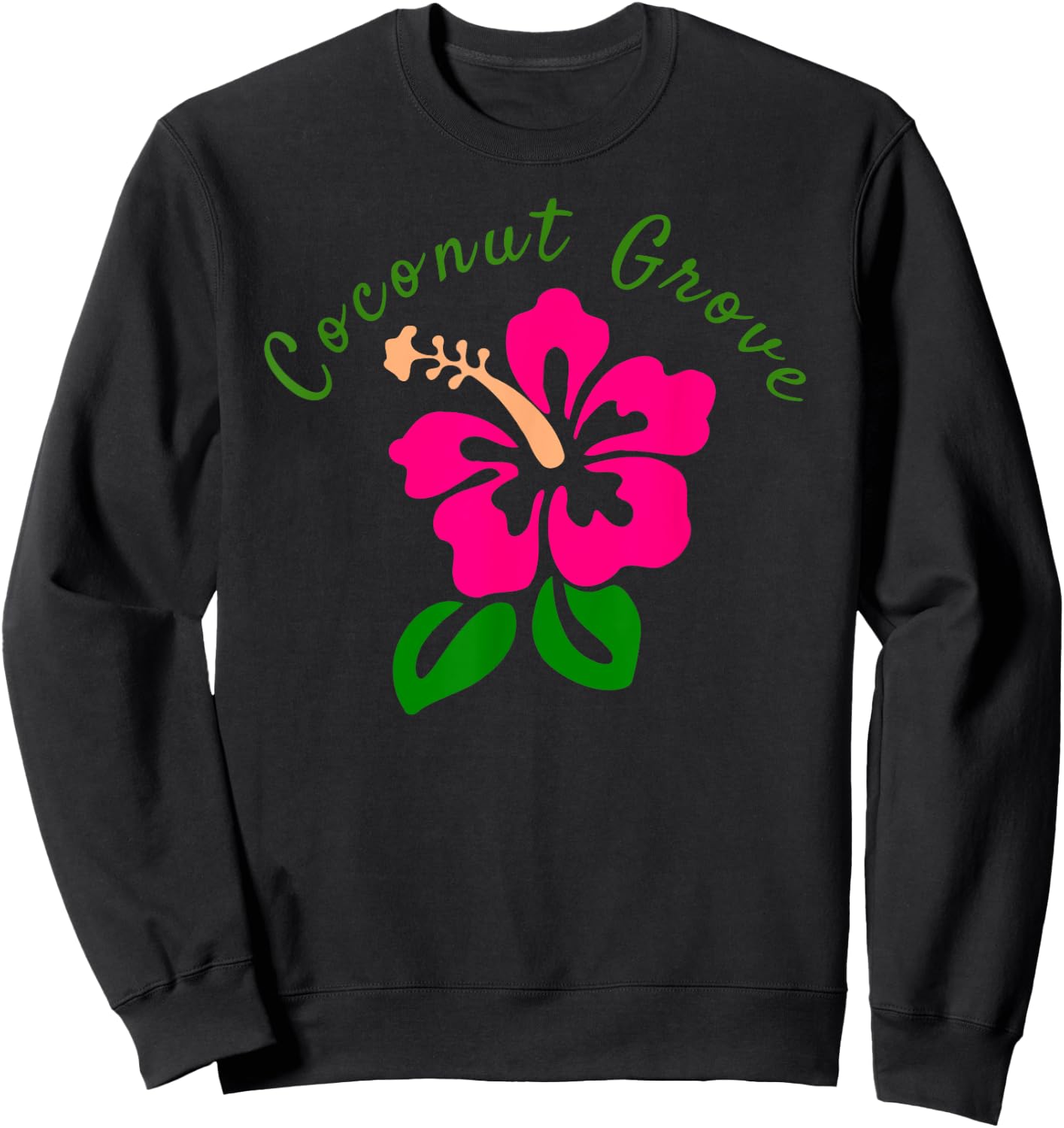 Tropical Coconut Grove Florida Hibiscus Flower Sweatshirt - Sweatshirt | Black