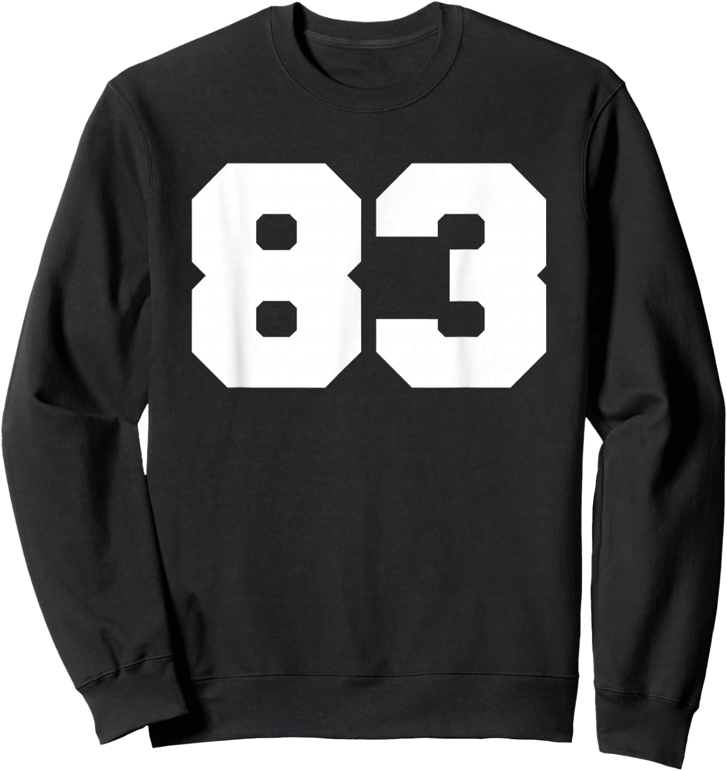 Number 83 Sports Jersey Player #83 Fan FRONT Print Varsity Sweatshirt - Sweatshirt | Black